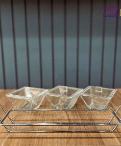 اردوخوری شیشه ای مربع 3 خانه لیمون