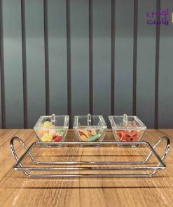 اردوخوری شیشه ای مستطیل 3خانه لیمون