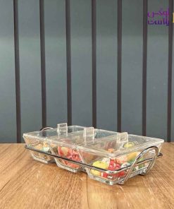 اردوخوری شیشه ای مستطیل 3خانه لیمون