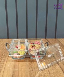 اردوخوری شیشه ای مستطیل 2خانه لیمون