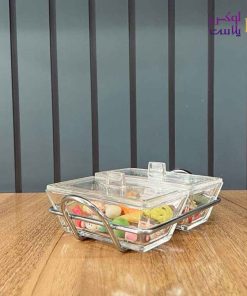 اردوخوری شیشه ای مستطیل 2خانه لیمون