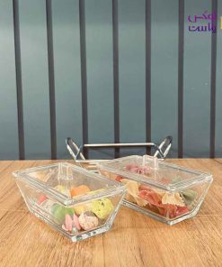 اردوخوری شیشه ای مستطیل 2خانه لیمون 2103