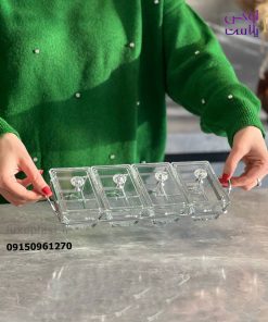 اردوخوری شیشه ای مستطیل 4خانه لیمون 2105