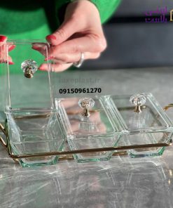 اردوخوری شیشه ای مستطیل 3خانه لیمون 2104