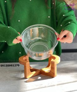 کاسه سرو 2 و 3 لیتر پایه چوبی لیمون