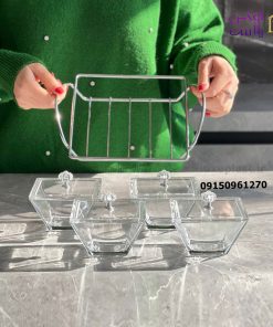 اردوخوری شیشه ای مربع 4 خانه لیمون
