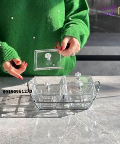 اردوخوری شیشه ای مربع 4خانه لیمون 2108