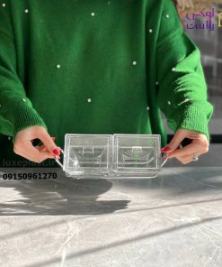 اردوخوری شیشه ای مربع 2 خانه لیمون 2106