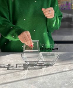 اردوخوری شیشه ای مربع 2خانه لیمون