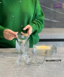 ست پیش دست و پیاله مربع شیشه ای لیمون 322