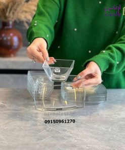 ست پیش دست و پیاله مربع شیشه ای لیمون 322