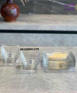 ست پیش دست و پیاله مربع شیشه ای لیمون 322