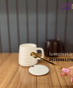 ماگ سرامیکی راه راه قاشق دار (763)