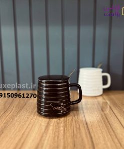 ماگ سرامیکی راه راه قاشق دار (763)