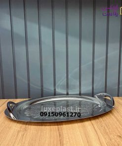 سینی بیضی استیل ضخیم طرحدار 6109