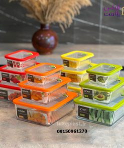 ظرف-شیشه-ای-شیادار-مستطیلی-درب-رنگی-در-3-سایز