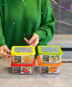 ظرف-شیشه-ای-شیادار-مستطیلی-درب-رنگی-در-3-سایز