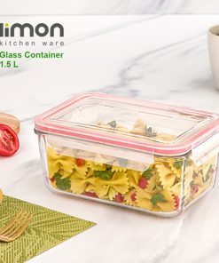 ظرف شیشه ای مستطیل 1.5 لیتر دربدار لیمون 2029