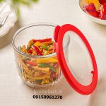 کاسه-گرد-شیشه-ای-درب-دار-شیاردار1.8لیترلیمون