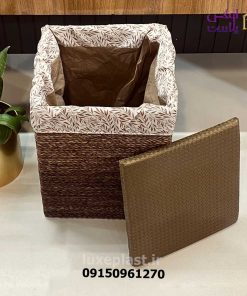 سبد لباس حصیری چهارگوش بلند گیتا 9716