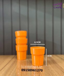 ظروف ملامین چهارگوش نارنجی رنگ یزدگل لیوان