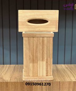 ست سطل و جادستمال کاغذی چوبی مدل خط دار