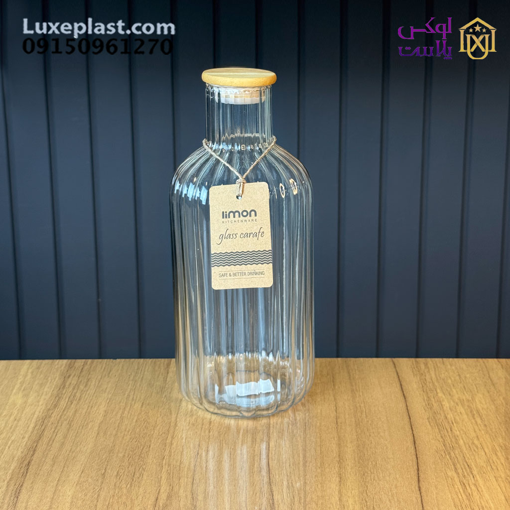 بطری 1.4 لیتر درب چوبی لیمون مدل شیاردار 2355