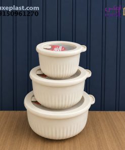 ست کاسه گرد دربدار شیاردار لیمون 2233 - تصویر 6
