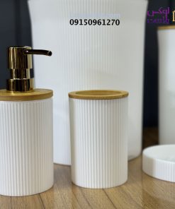 ست سرویس بهداشتی درب بامبو 5 تیکه لیمون 2392