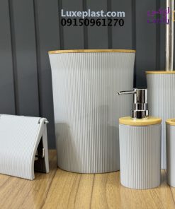 ست سرویس بهداشتی درب بامبو 5 تیکه لیمون 2392