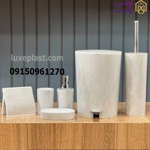 ست سرویس بهداشتی طرح سنگ رنگ طوسی (2300)