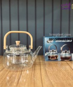 قوری پیرکس دسته چوبی