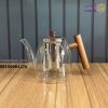 قوری پیرکس استوانه ای دسته چوبی