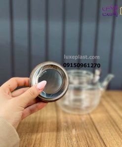 قوری پیرکس راه راه درب چوبی