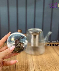 قوری پیرکس استوانه ای دسته چوبی