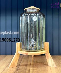 کلمن شیشه ای با پایه چوبی