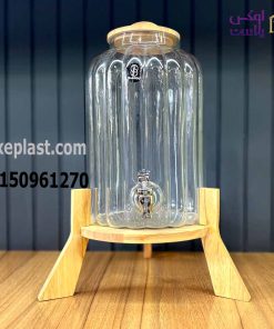 کلمن شیشه ای با پایه چوبی