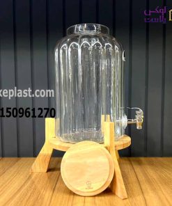 کلمن شیشه ای با پایه چوبی