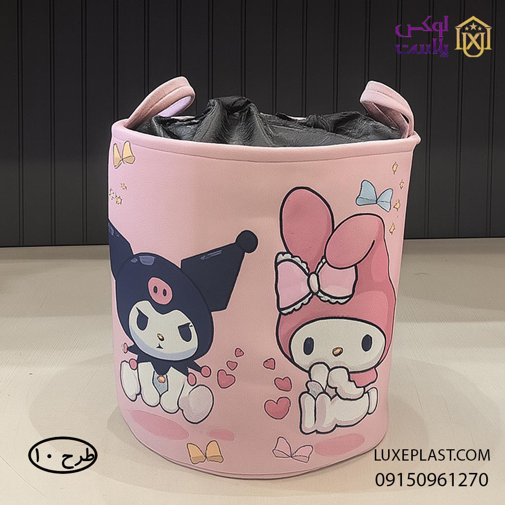 سبد اسباب بازی برزنتی استوانه ای طرح کارتونی 4003