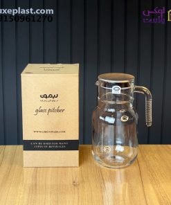 پارچ شیشه ای شیاردار 1/5لیتر درب استیل لیمون 2375