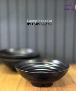 ظروف ملامین رستورانی مشکی مدل لبه دار