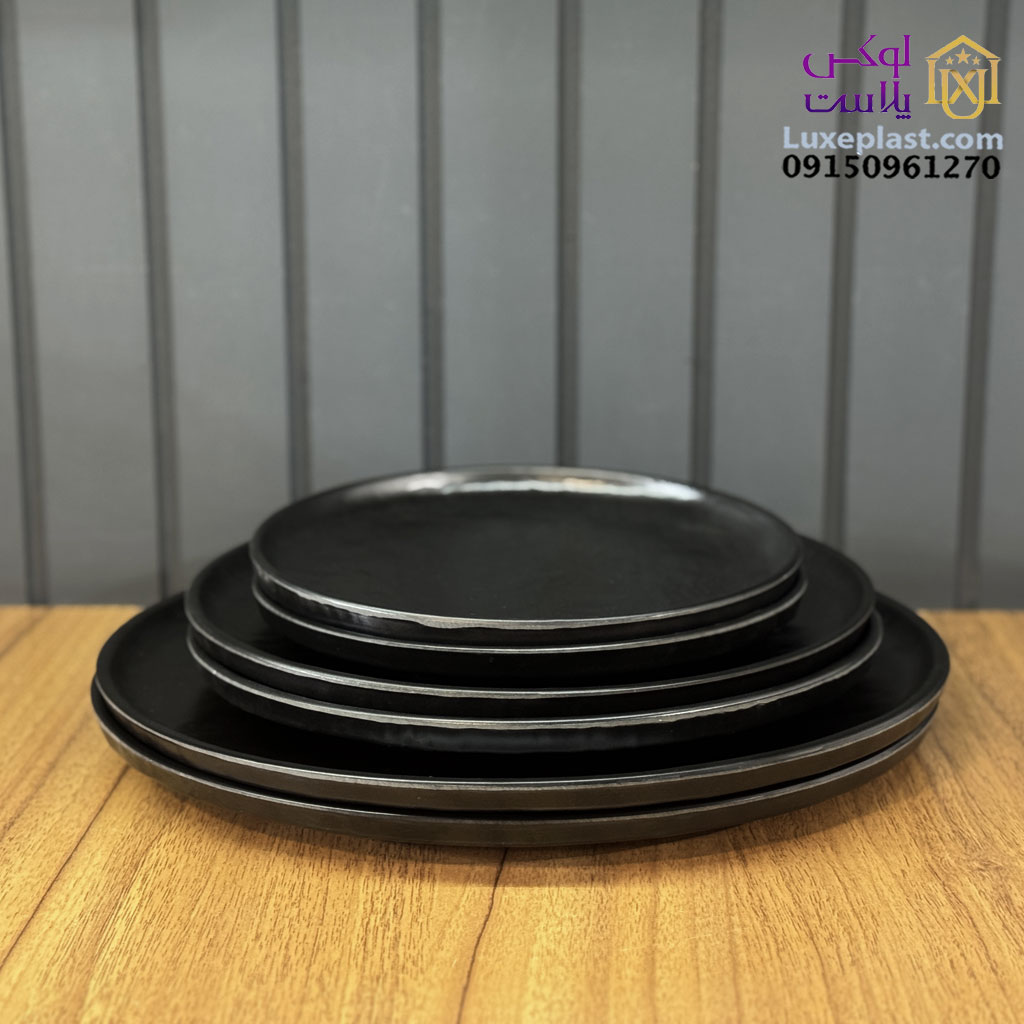 ظروف ملامین رستورانی مشکی مدل لبه دار