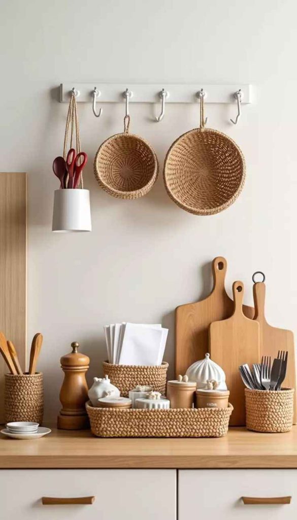 محل قرارگیری تخته سروهای چوبی در آشپزخانه کوچک