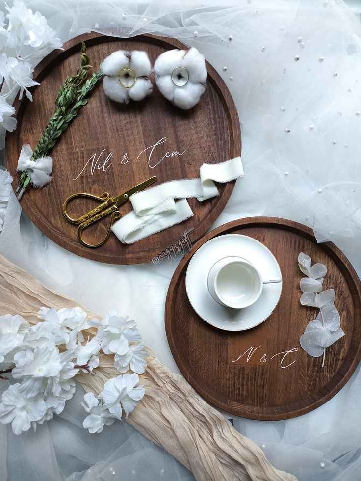 سینی چوبی چای خواستگاری با گل خشک