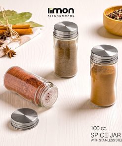 جا ادویه 100cc شیشه درب فلز 2385