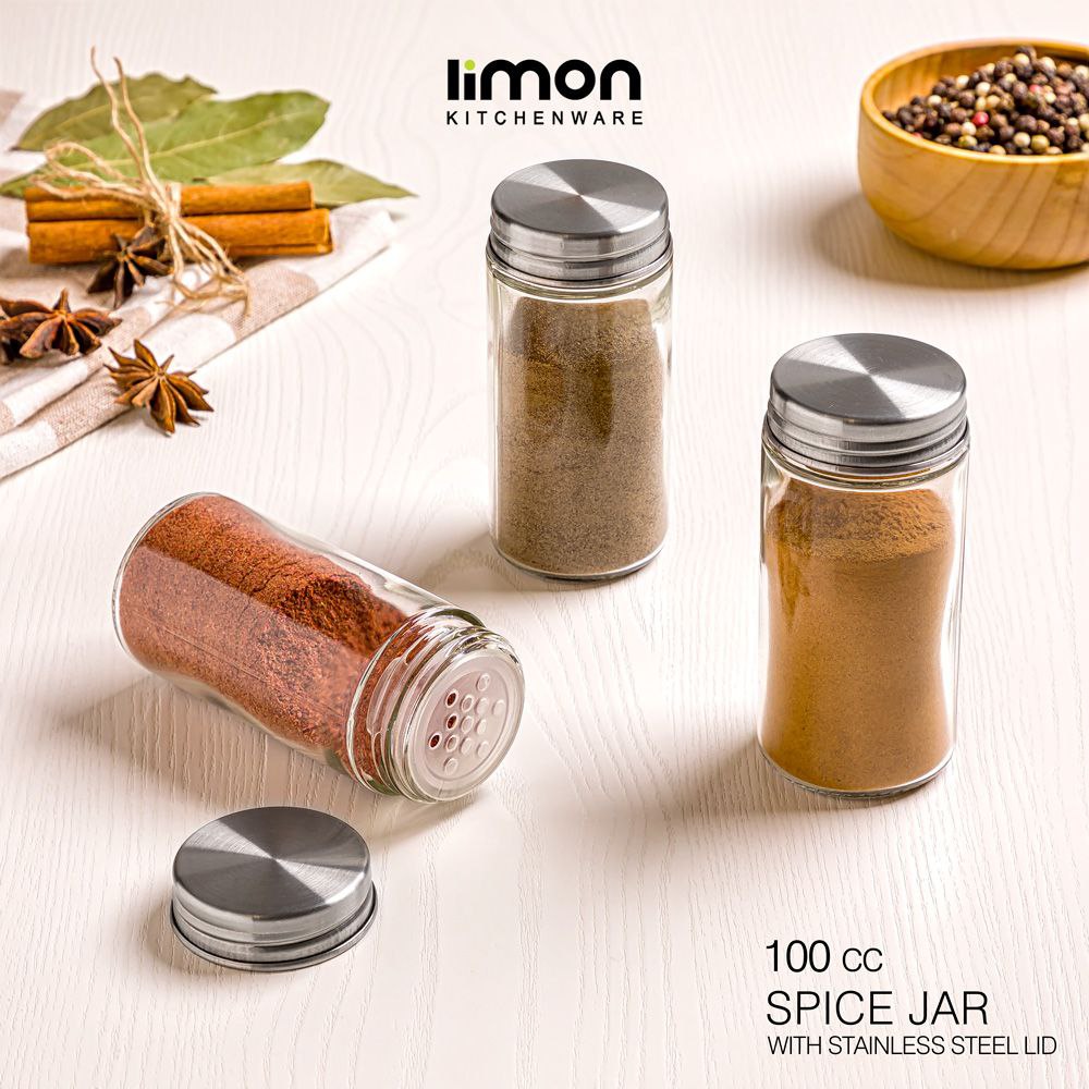 جا ادویه 100cc شیشه درب فلز 2385