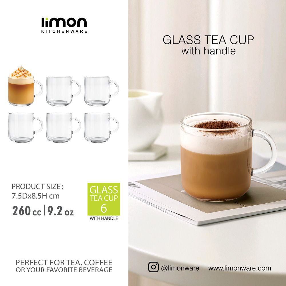 فنجان شیشه ای دسته دار 260cc