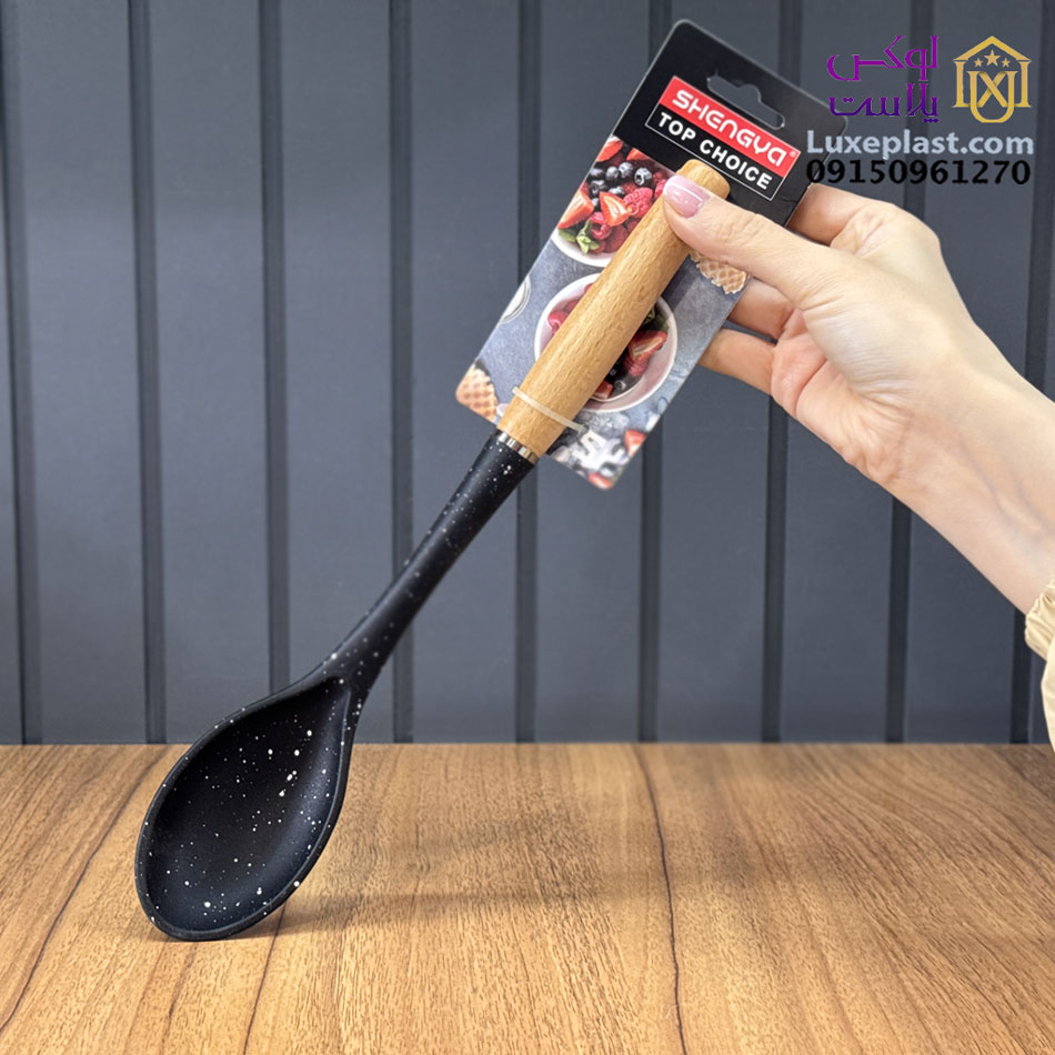 قاشق دسته بلند چوب سیلیکون گرانیت شنگیا کد 2857