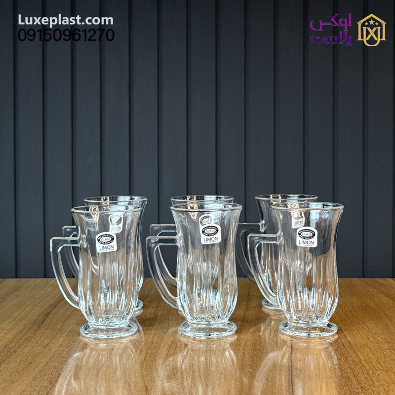استکان شیشه ای دسته دار لیمون کد 2447