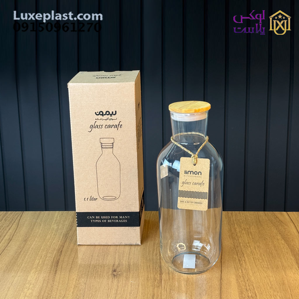 بطری آب 1/1 لیتر درب چوبی لیمون کد 2270